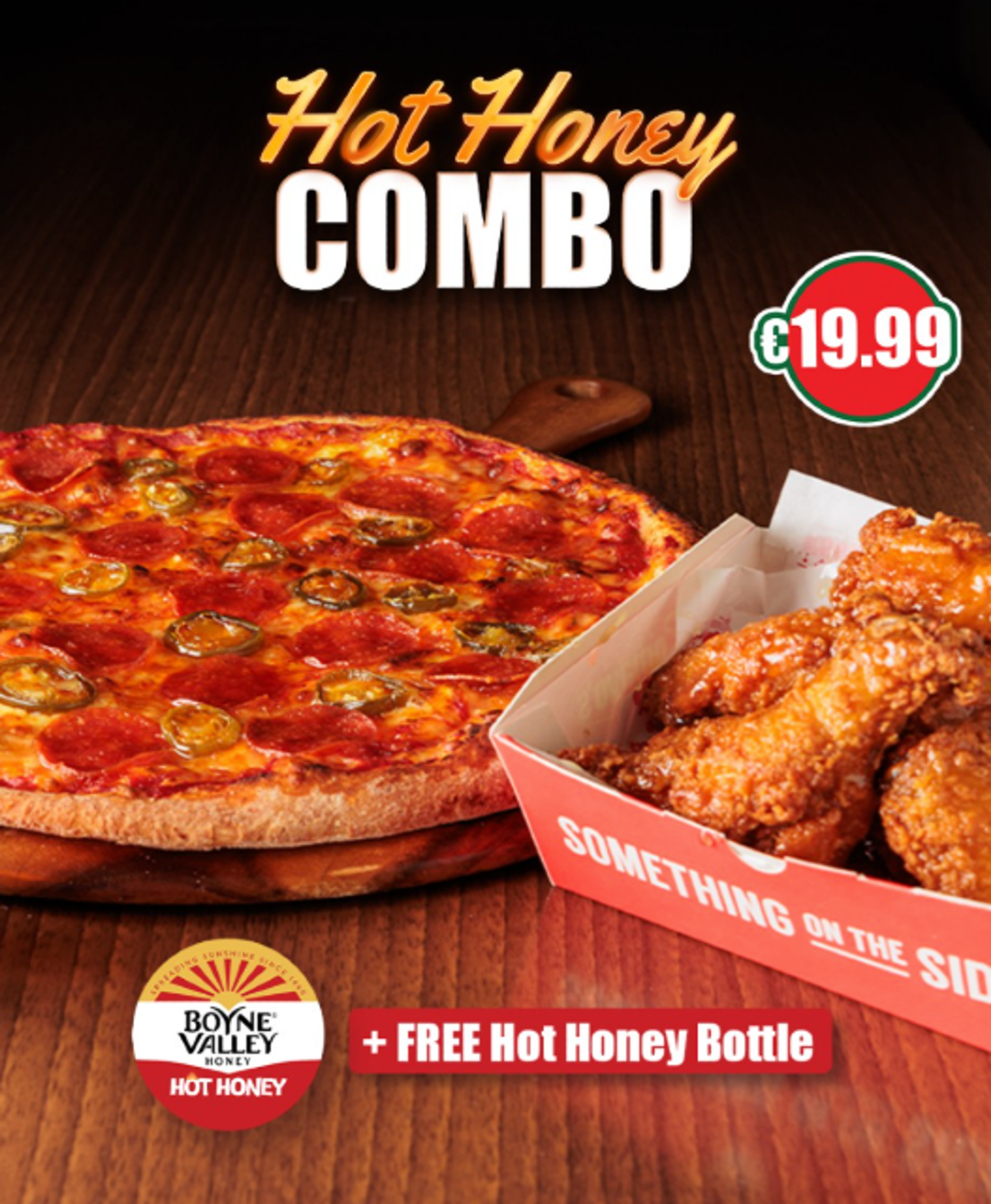 Pizza and wings with Boyne Valley Hot Honey