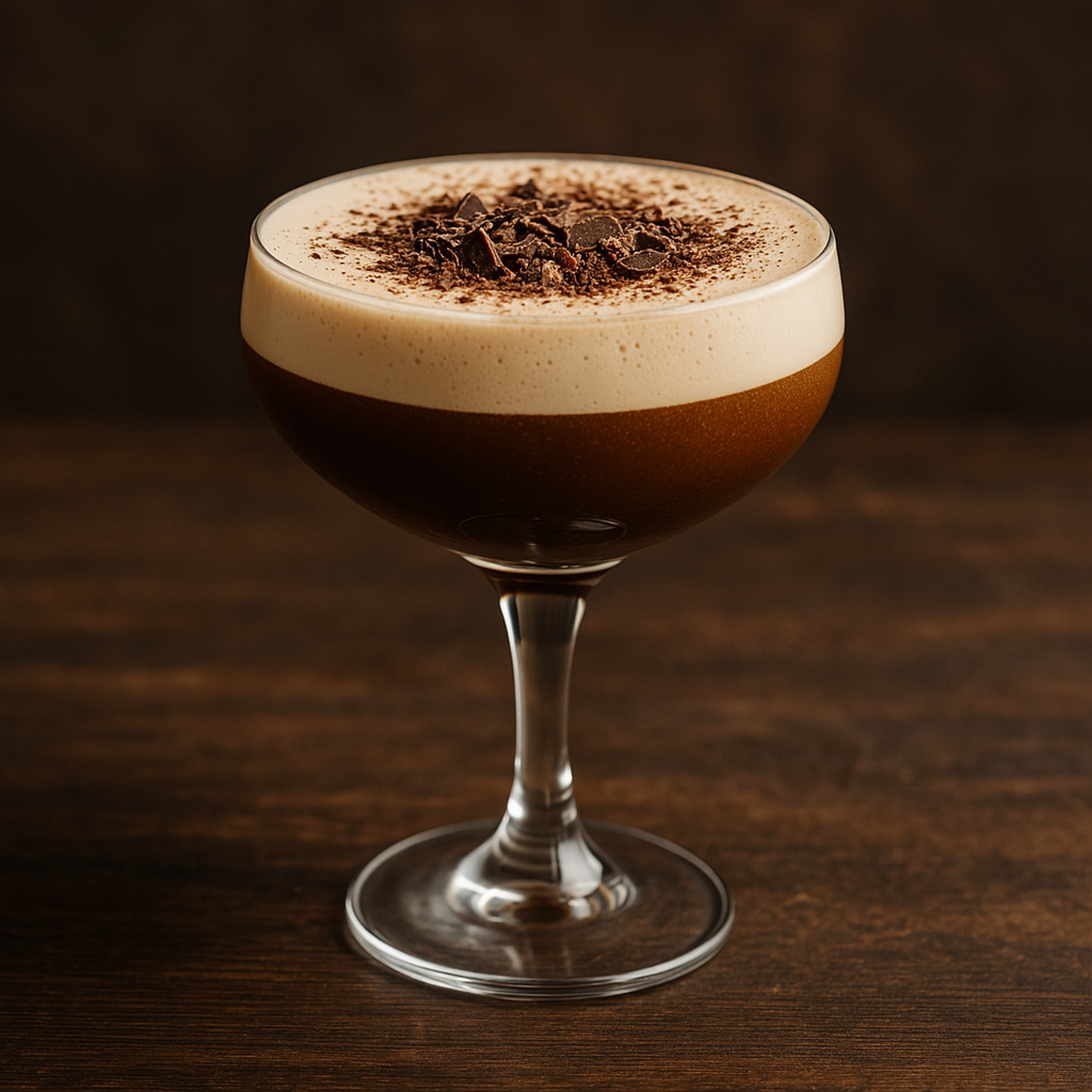 AI-generated tiramisu martini topped with grated chocolate