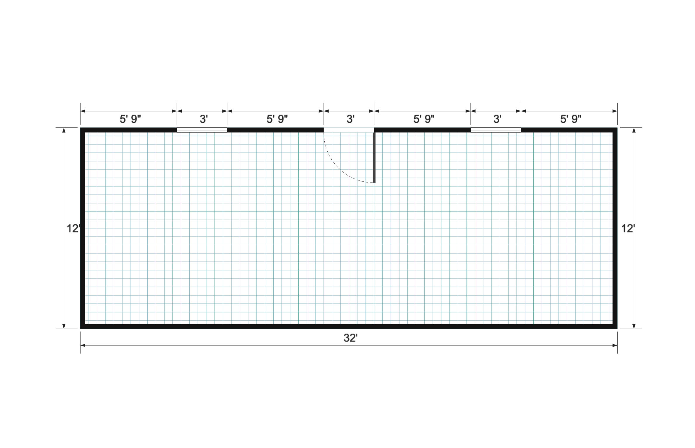 Gable Studio 12×32 floor plan