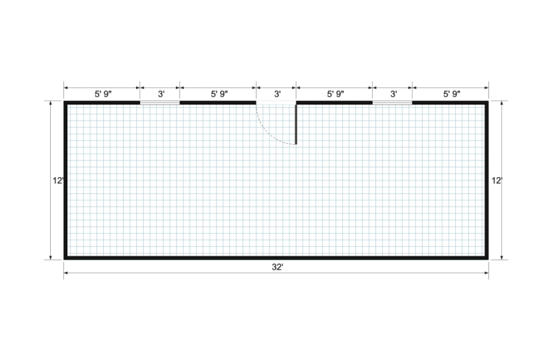 Gable Studio 12×32 floor plan