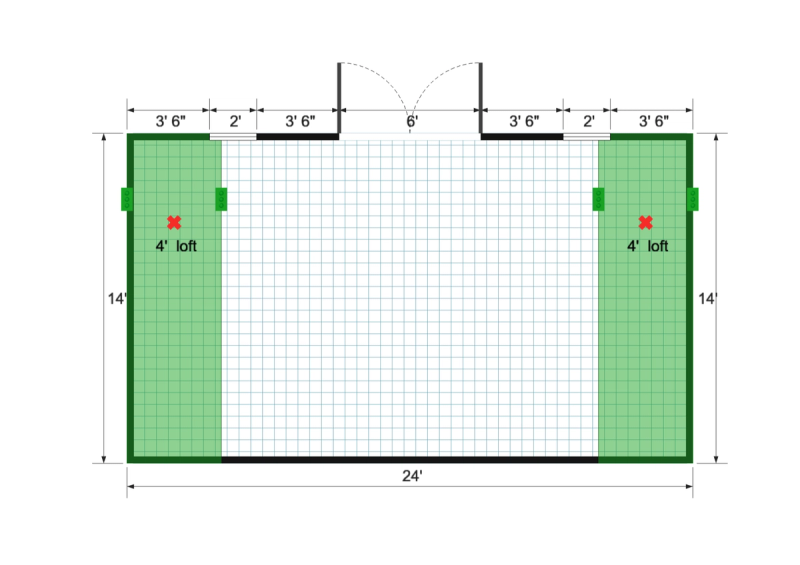 Side-Entry Premier Barn 14×24 floor plan