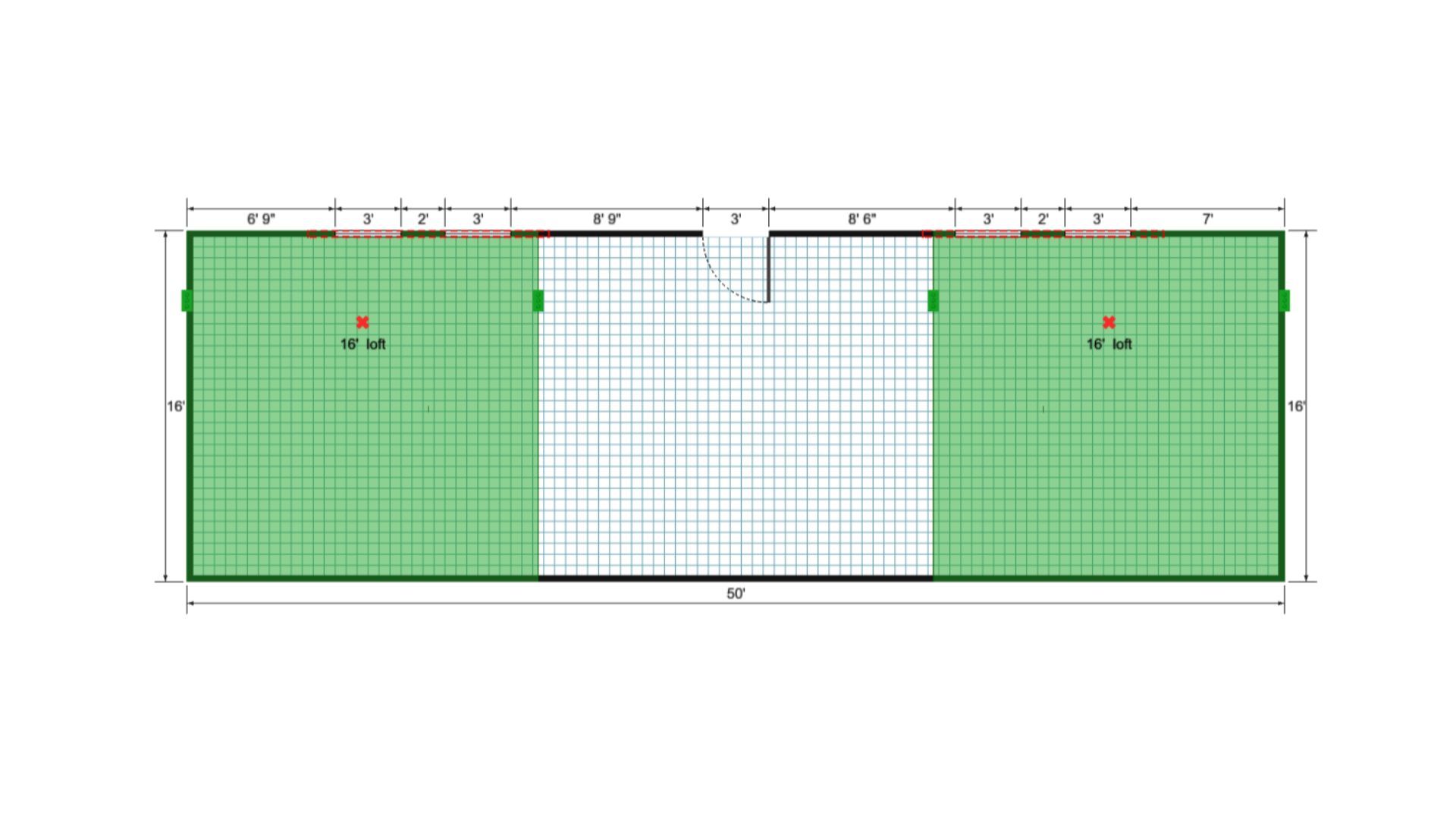 Floor plan for 16x50 Lofted Barn