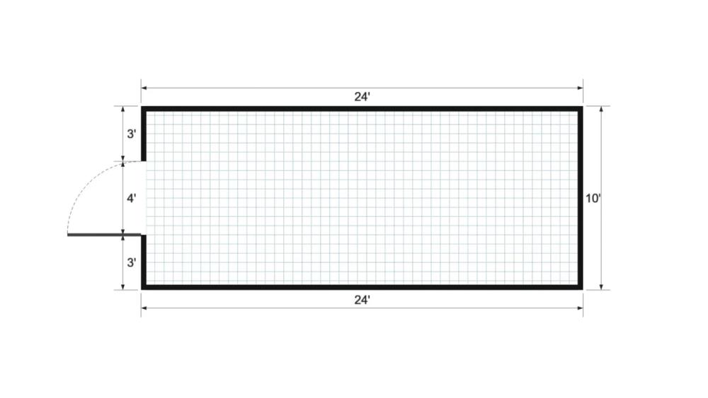 Floor plan for 10x24 Single Slope