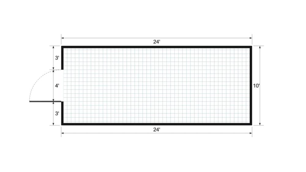 Floor plan for 10x24 Single Slope