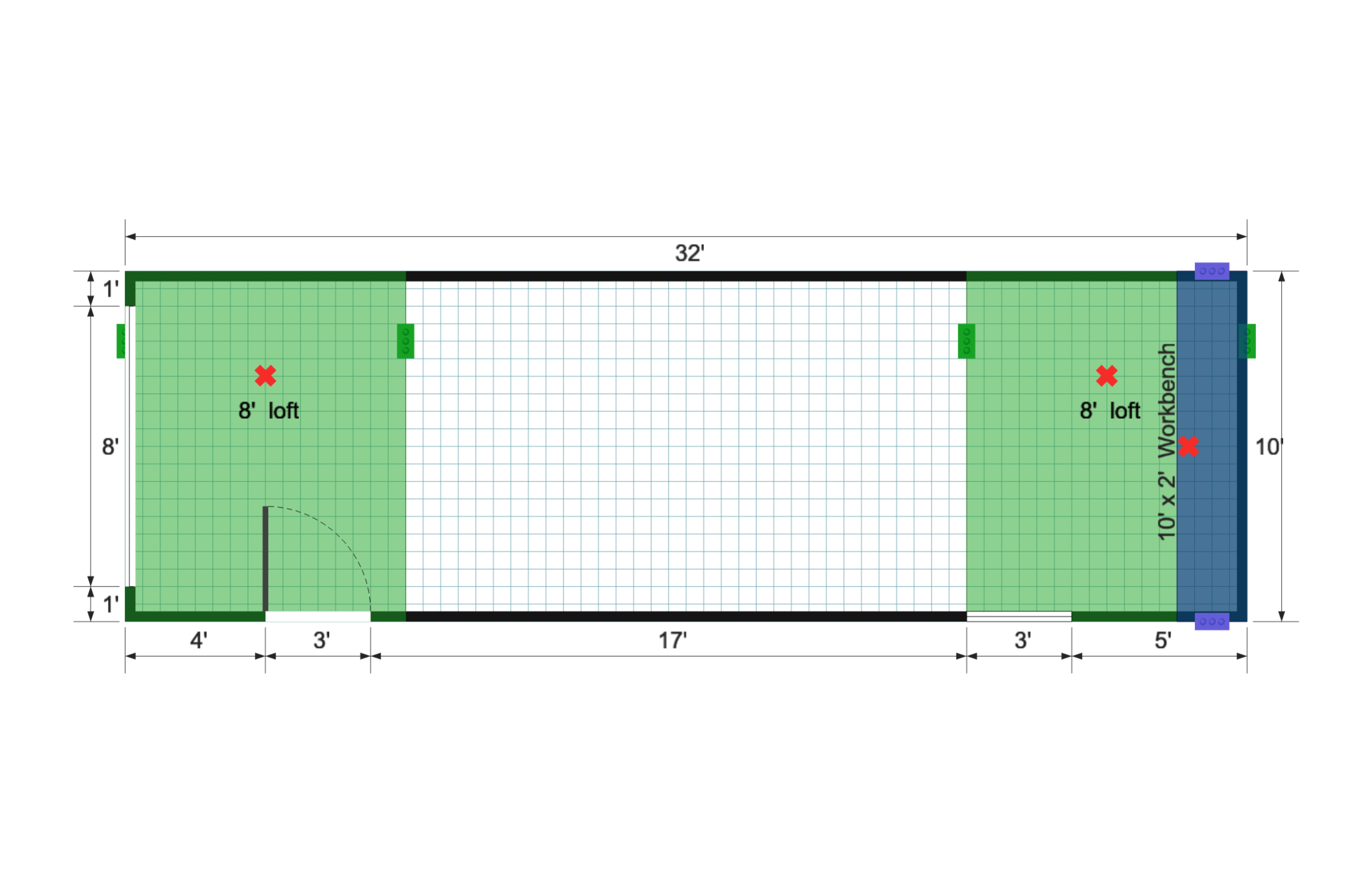 Barn Garage Shed 10×32 floor plan