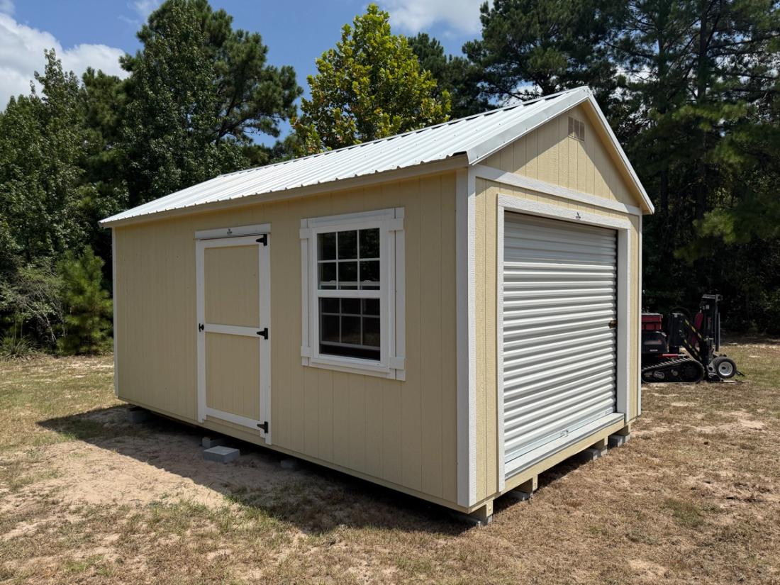 12x20 Gable Shed with Roll-Up Door and Barn Door — exterior