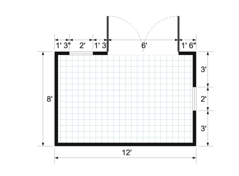 Side-entry Standard 8×12 floor plan