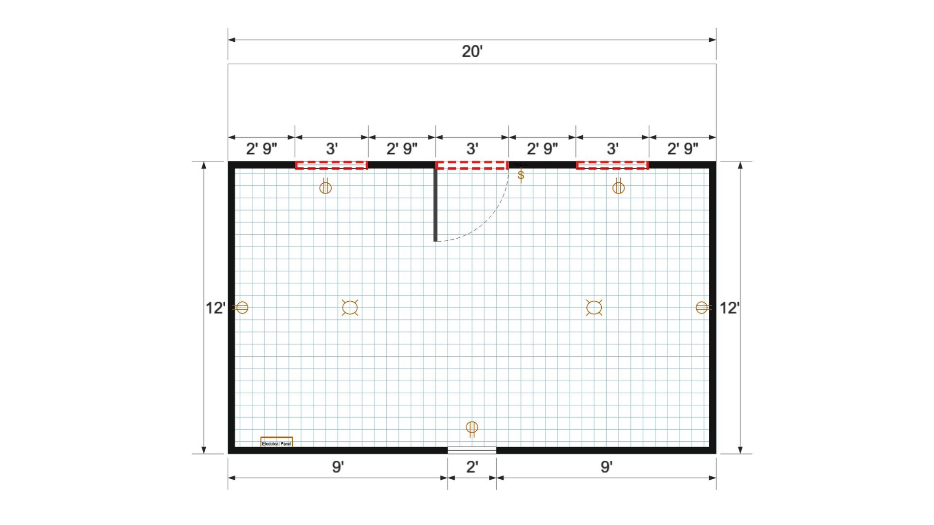 Floor plan for 16x20 Single Slope Cottage
