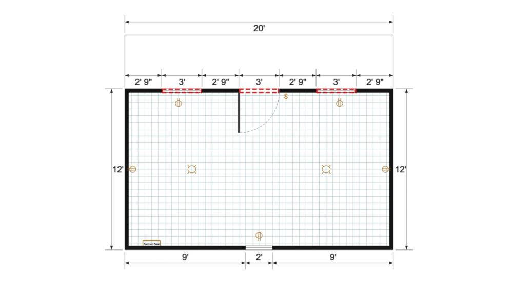 Floor plan for 16x20 Single Slope Cottage