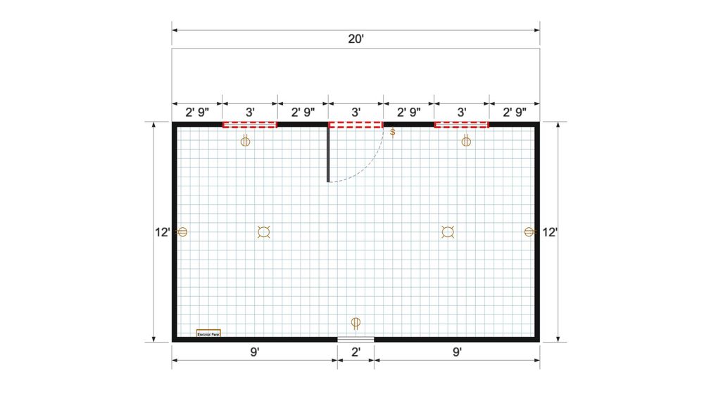 Floor plan for 16x20 Single Slope Cottage