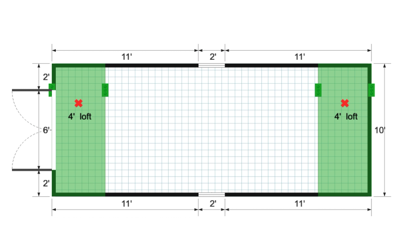 Standard Barn 10×24 floor plan