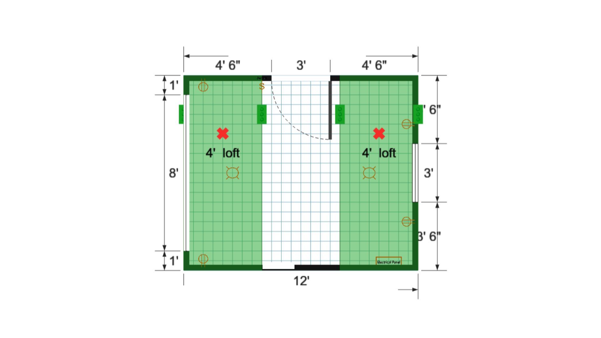 Floor plan for 10x12 Lofted Barn