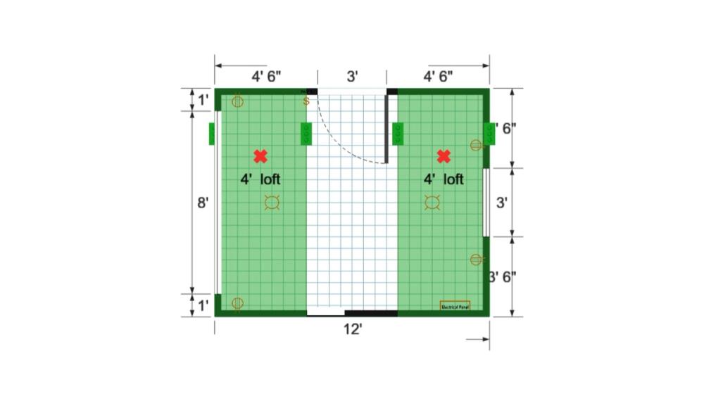 Floor plan for 10x12 Lofted Barn