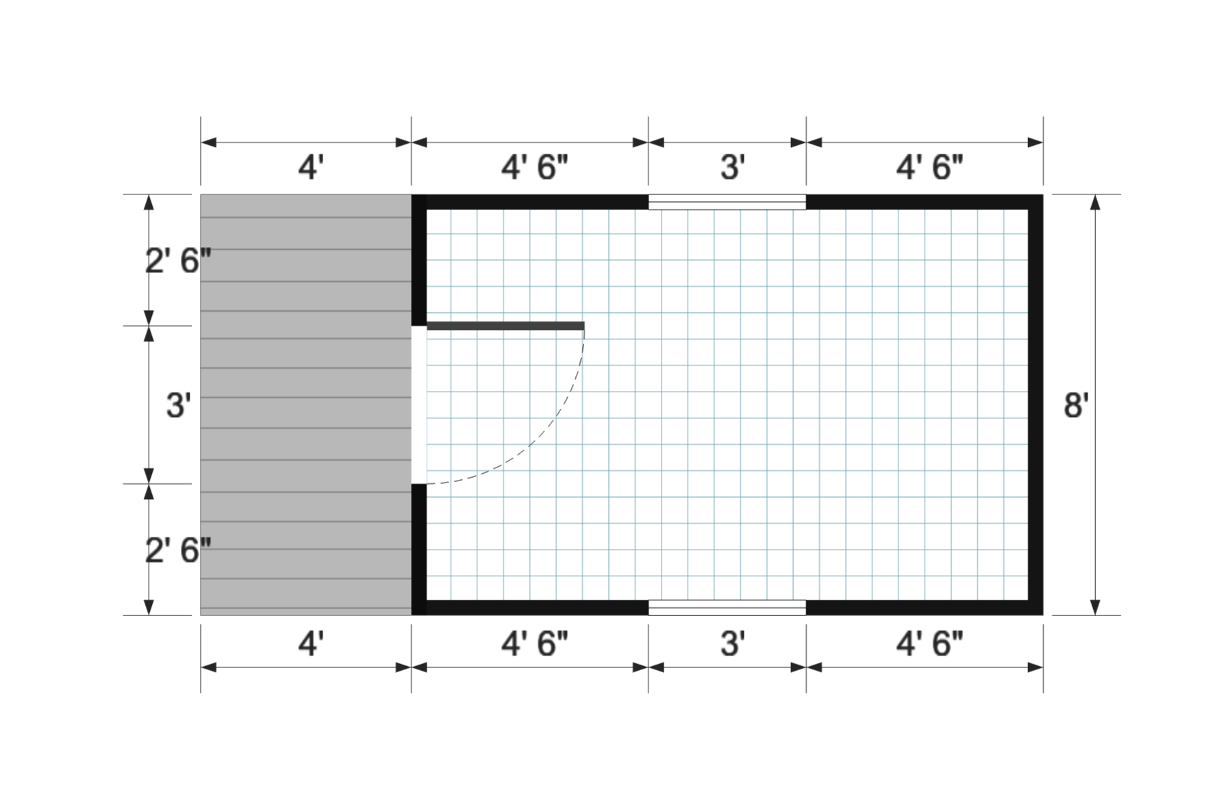 Cabinette 8×16 floor plan