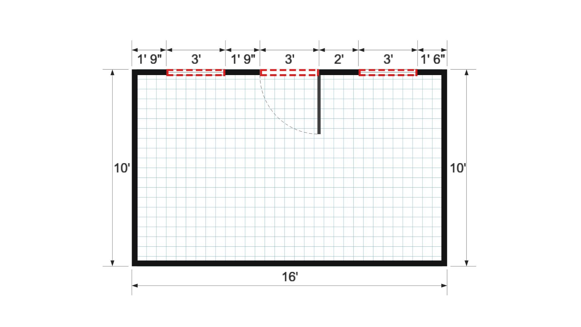 Floor plan for 10x16 Single Slope