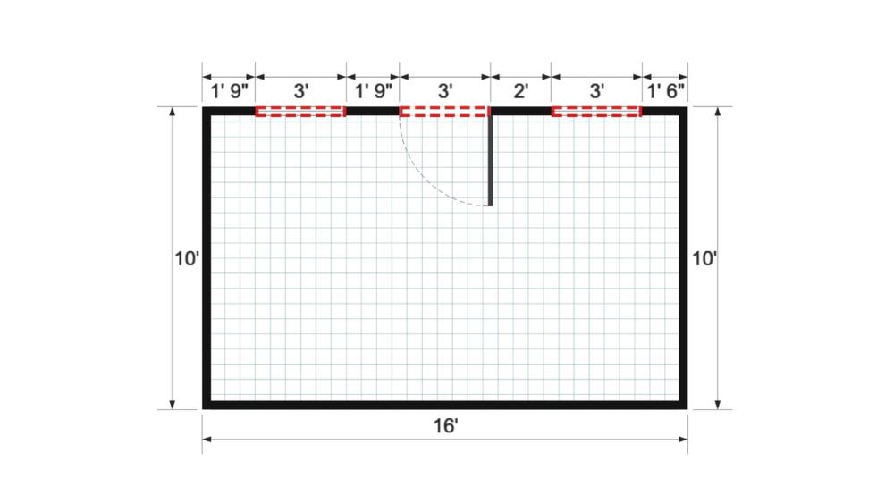 Floor plan for 10x16 Single Slope