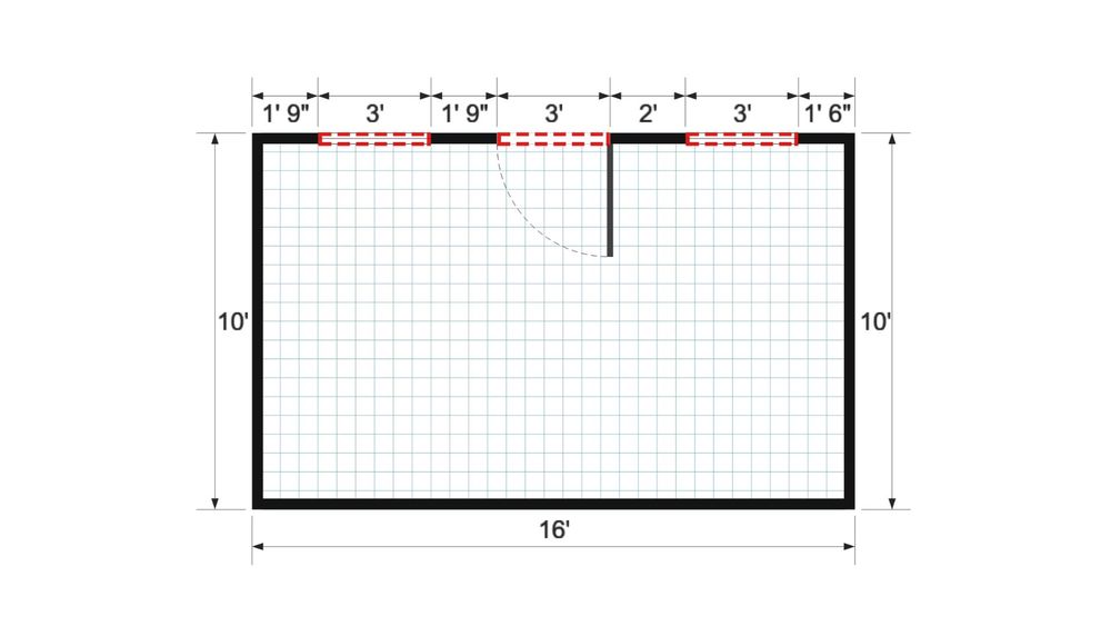 Floor plan for 10x16 Single Slope