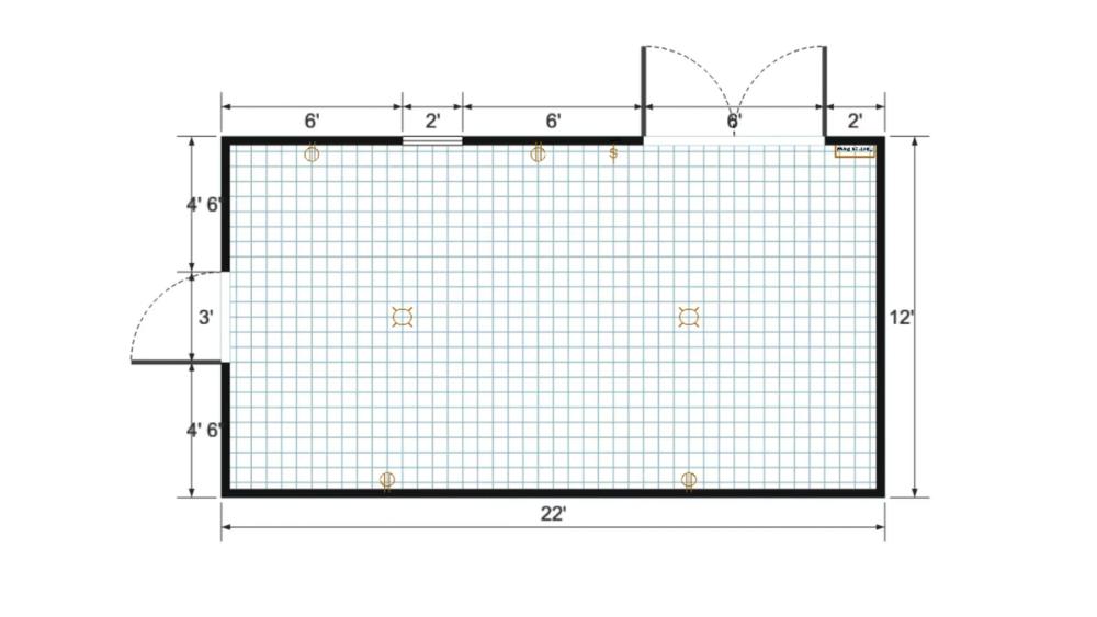 Floor plan for 12x22 Gable Shed