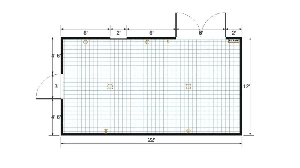 Floor plan for 12x22 Gable Shed
