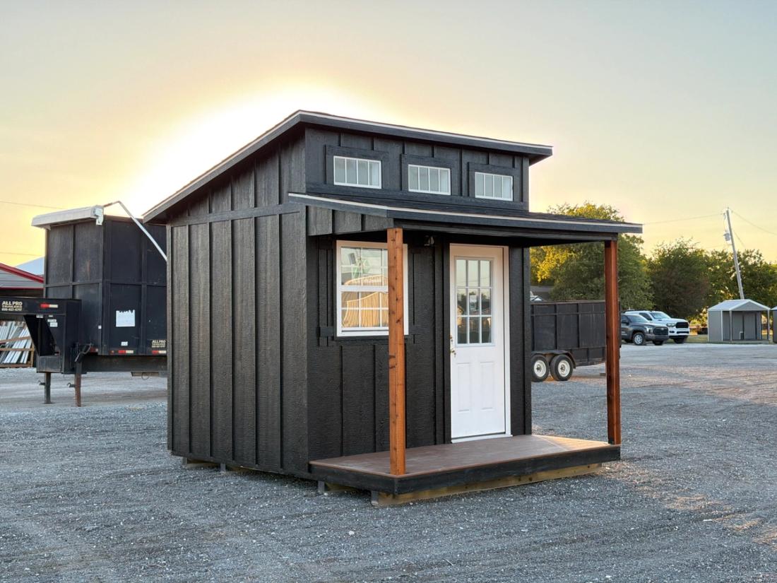 8x10 Single Slope Cabin Shell with Finished Interior & A/C — exterior