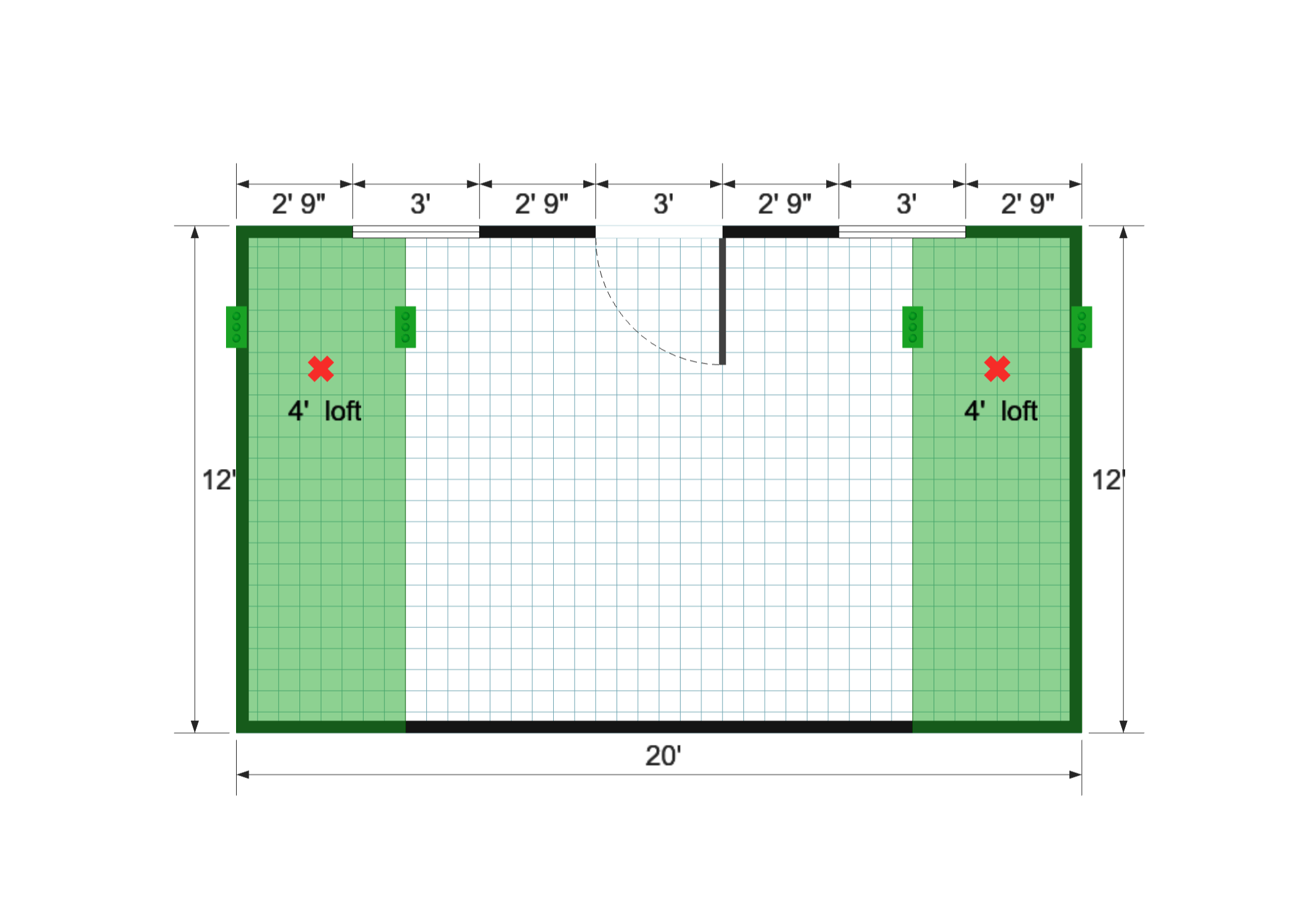 Barn Studio 12×20 floor plan