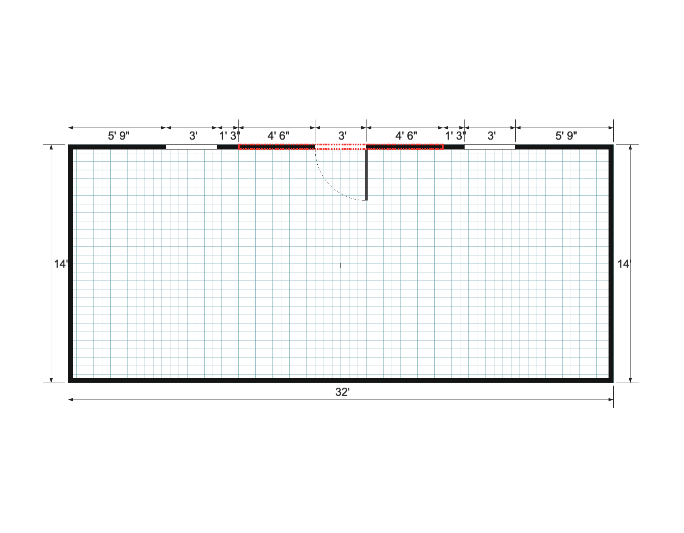 Dormer Gable 14×32 floor plan
