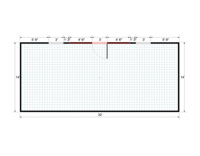 Dormer Gable 14×32 floor plan