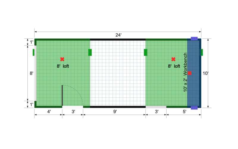 Barn Garage Shed 10×24 floor plan