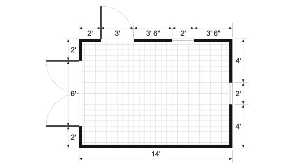 Floor plan for 10x14 Value Shed