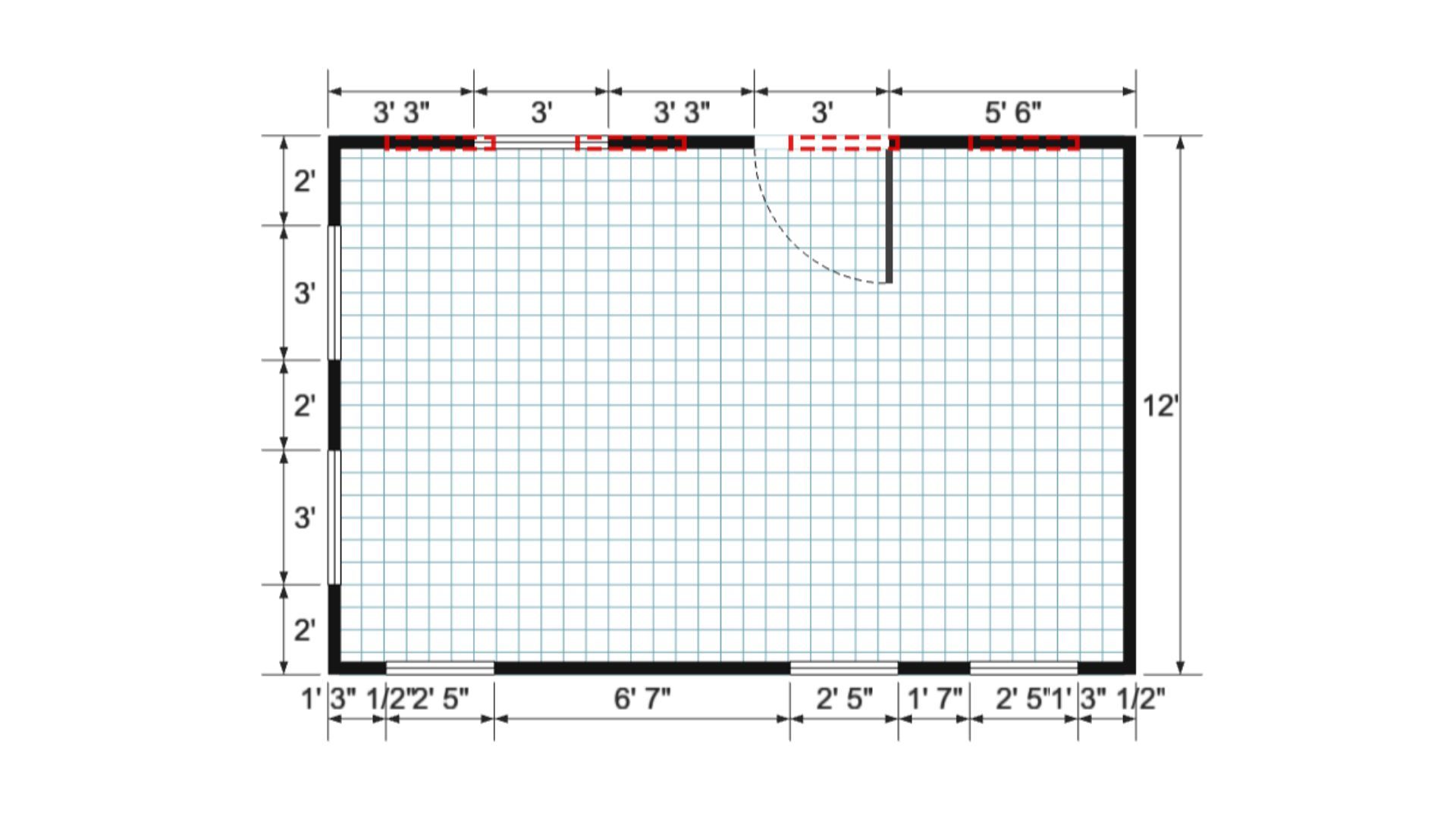 Floor plan for 12x18 Single Slope