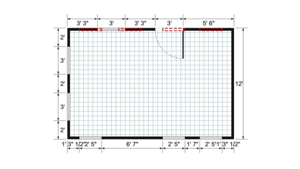 Floor plan for 12x18 Single Slope