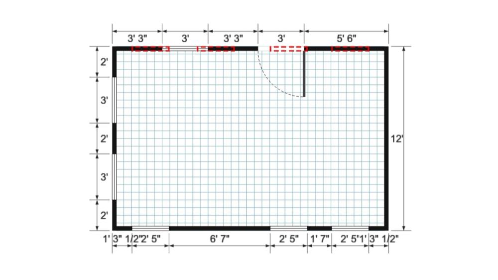 Floor plan for 12x18 Single Slope