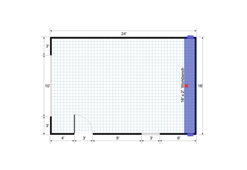 Gable Garage Shed 16×24 floor plan