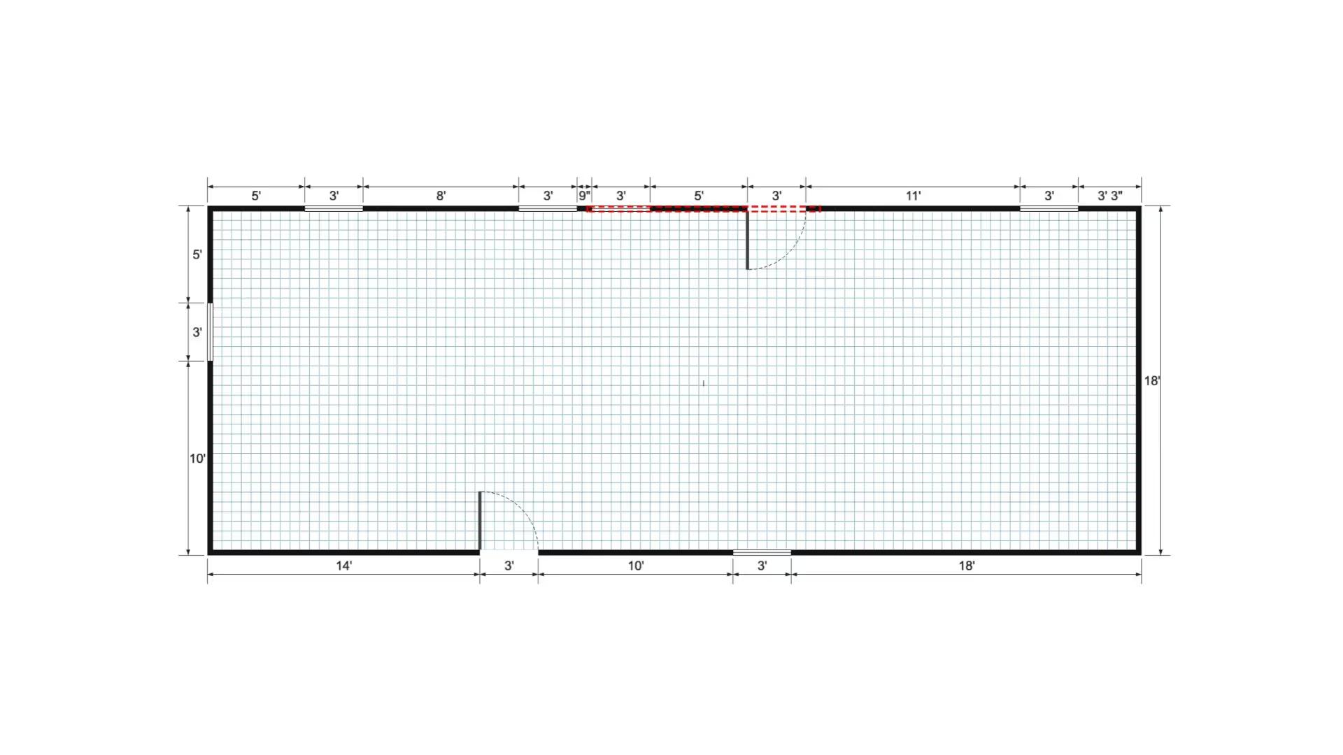Floor plan for 18x48 Cabin Shell