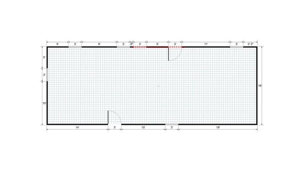 Floor plan for 18x48 Cabin Shell