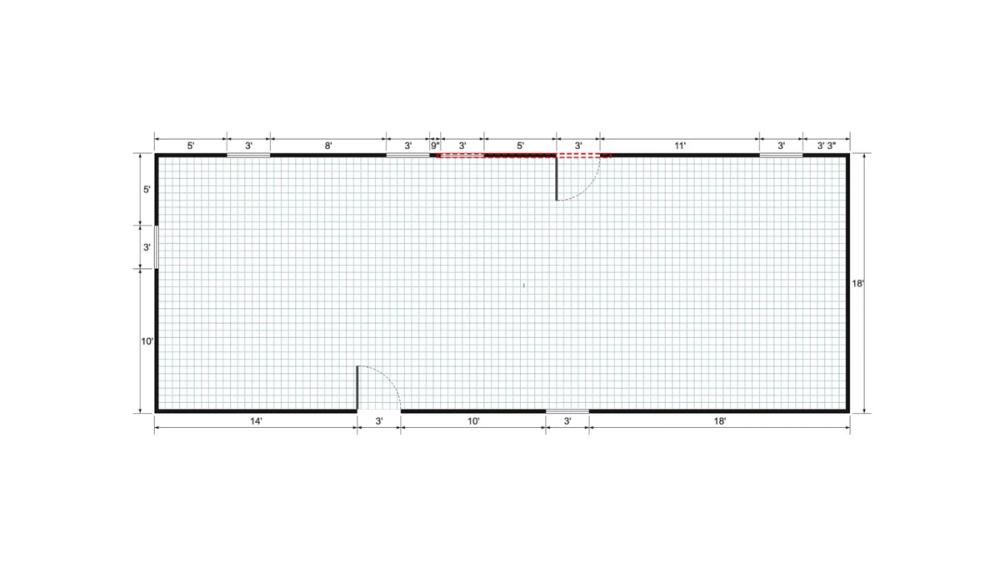 Floor plan for 18x48 Cabin Shell