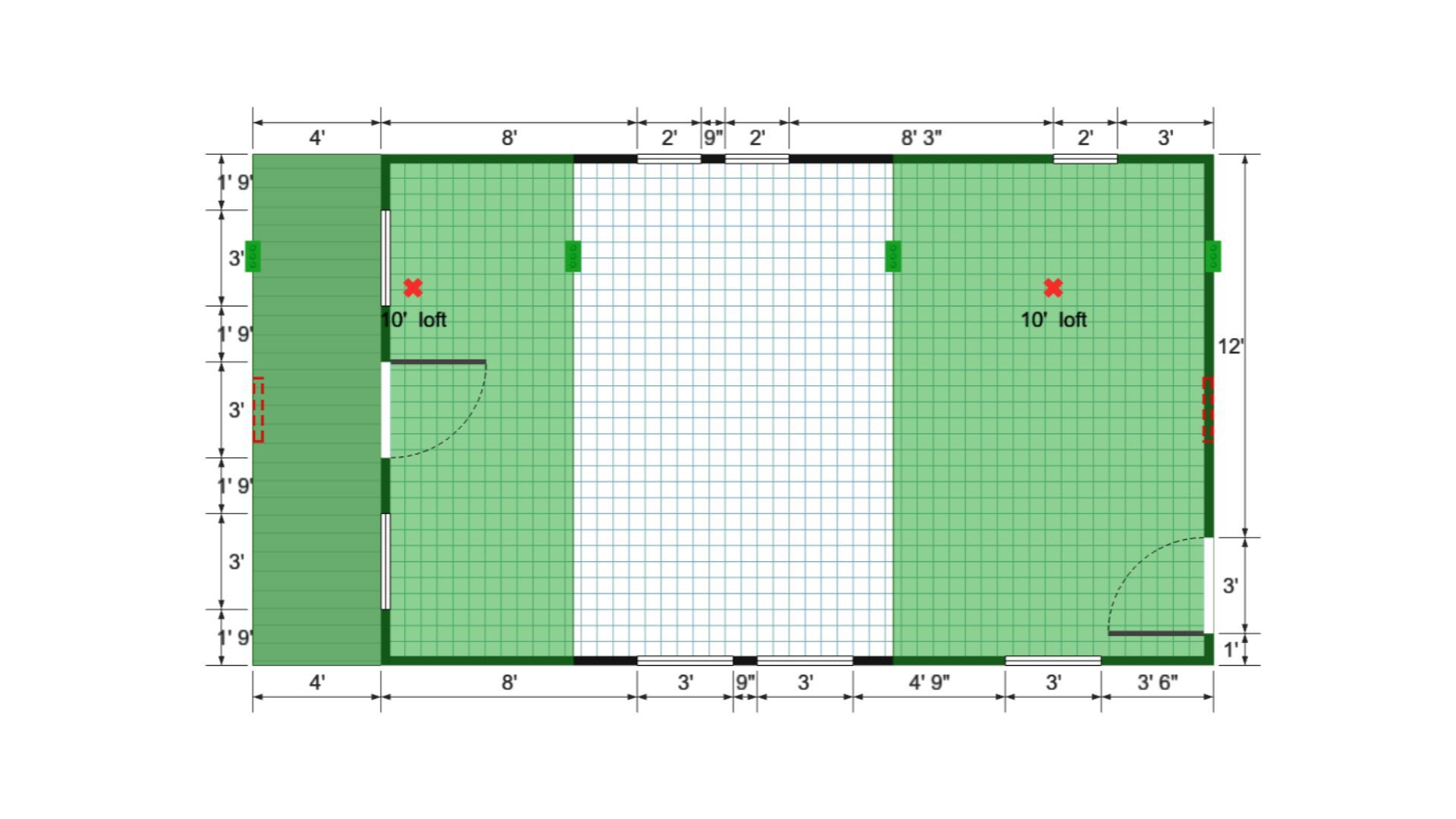 Floor plan for 16x30 Lofted Barn