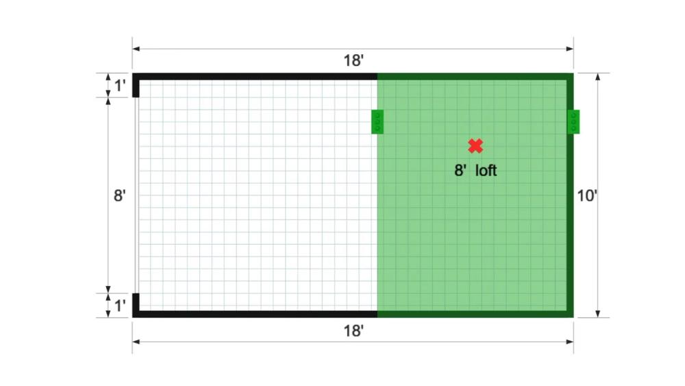 Floor plan for 10x18 Lofted Barn