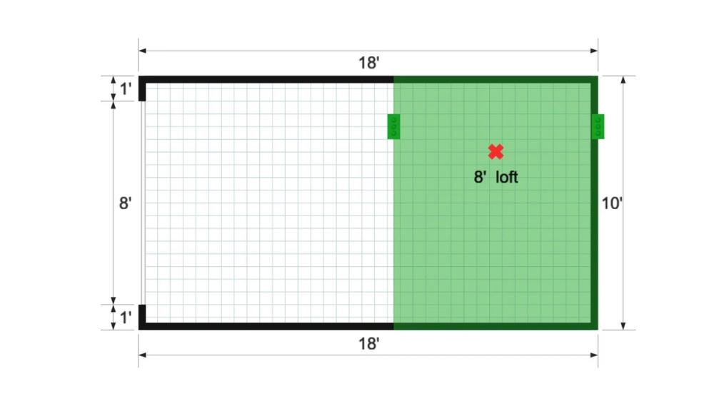 Floor plan for 10x18 Lofted Barn