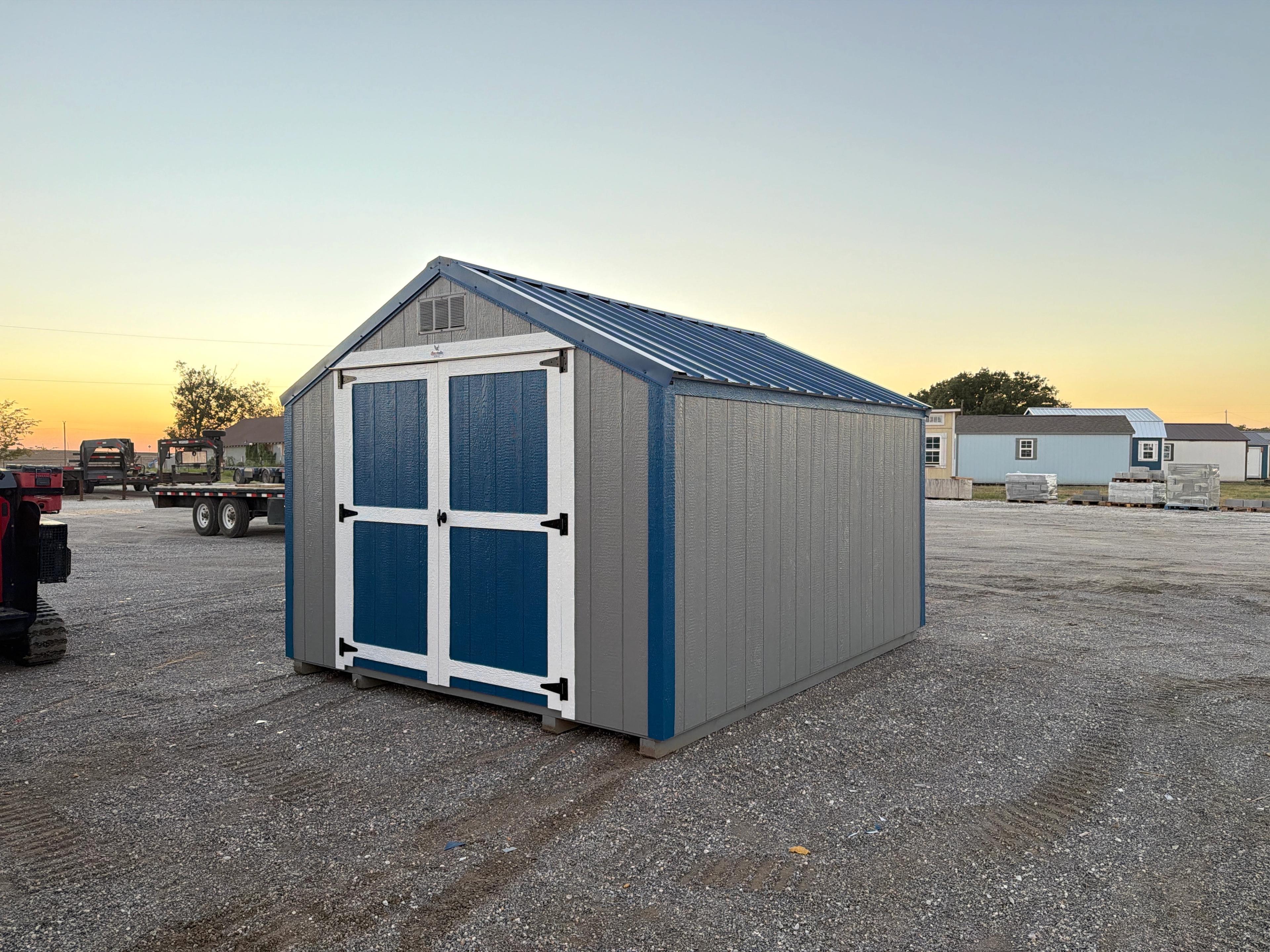 10x12 Basic Shed in Blue & French Gray