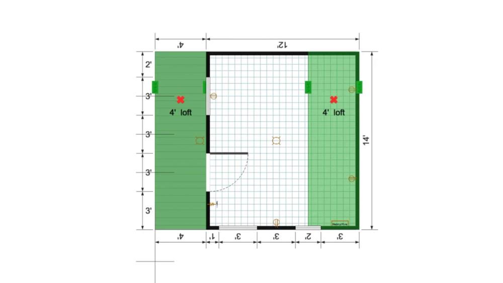 Floor plan for 14x16 Lofted Barn