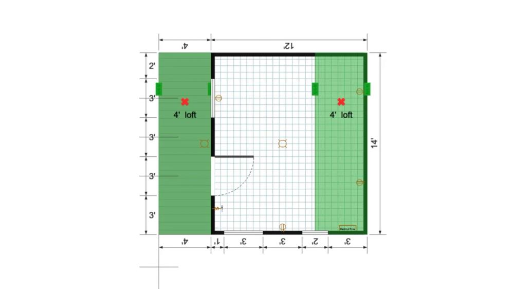 Floor plan for 14x16 Lofted Barn
