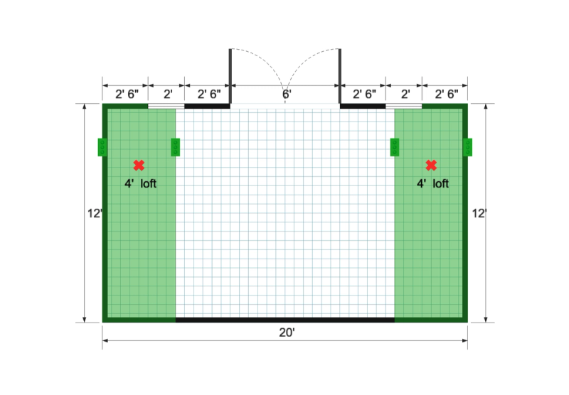 Side-Entry Standard Barn 12×20 floor plan
