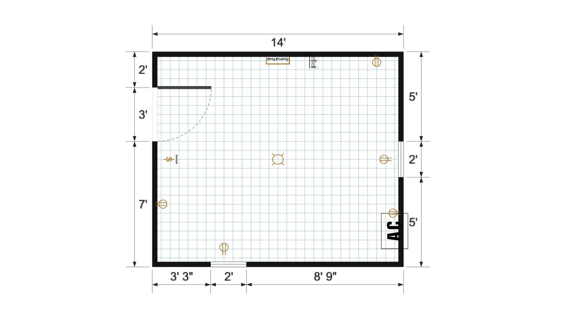 Floor plan for 12x14 Finished Gable Shed