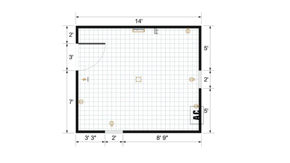 Floor plan for 12x14 Finished Gable Shed