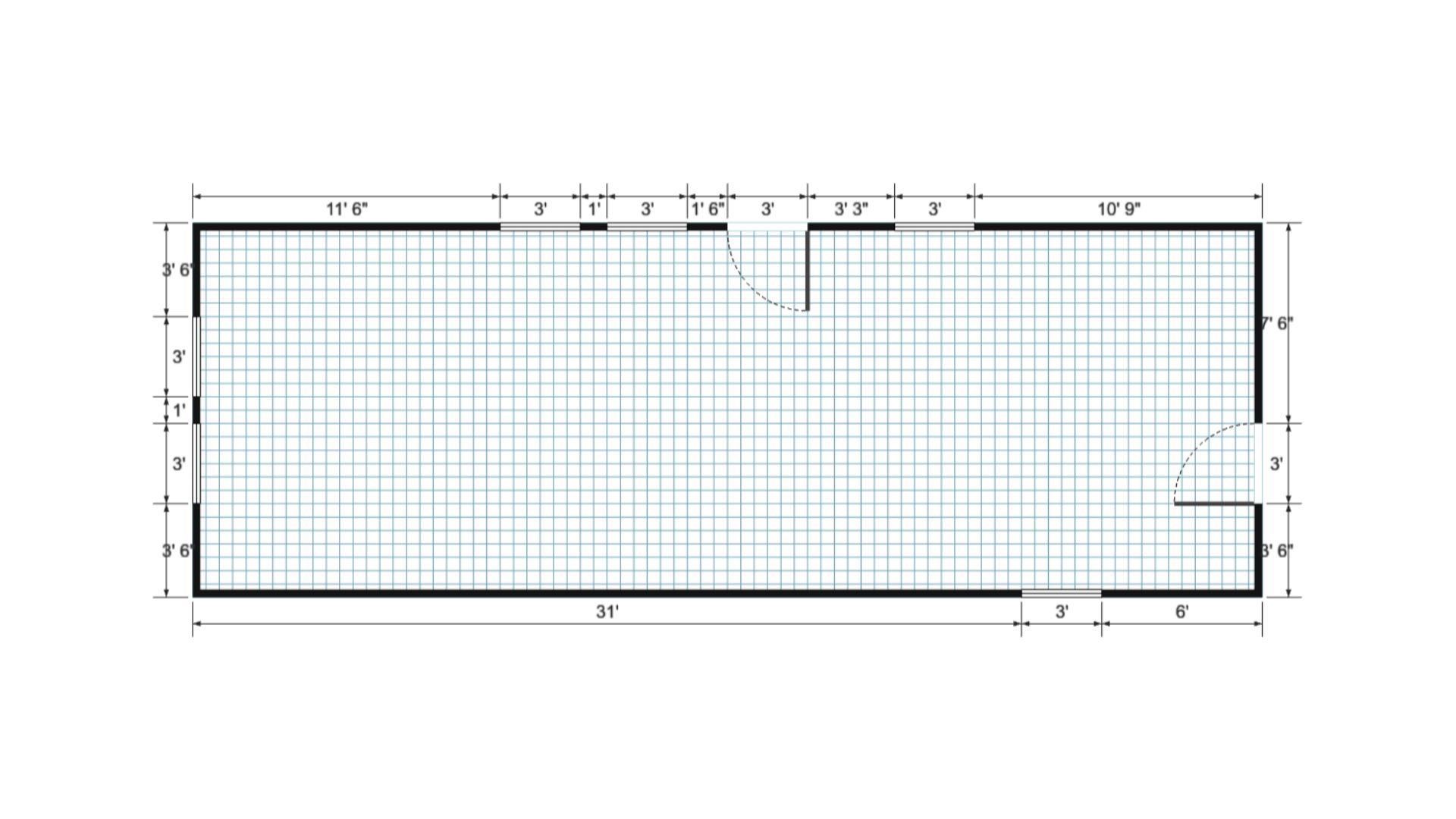 Floor plan for 14x40 Cabin Shell
