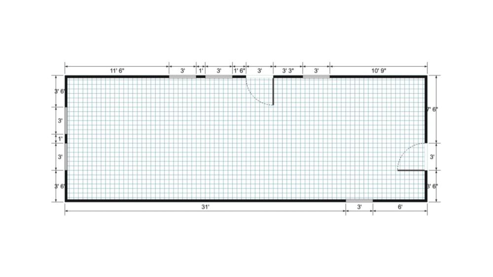 Floor plan for 14x40 Cabin Shell