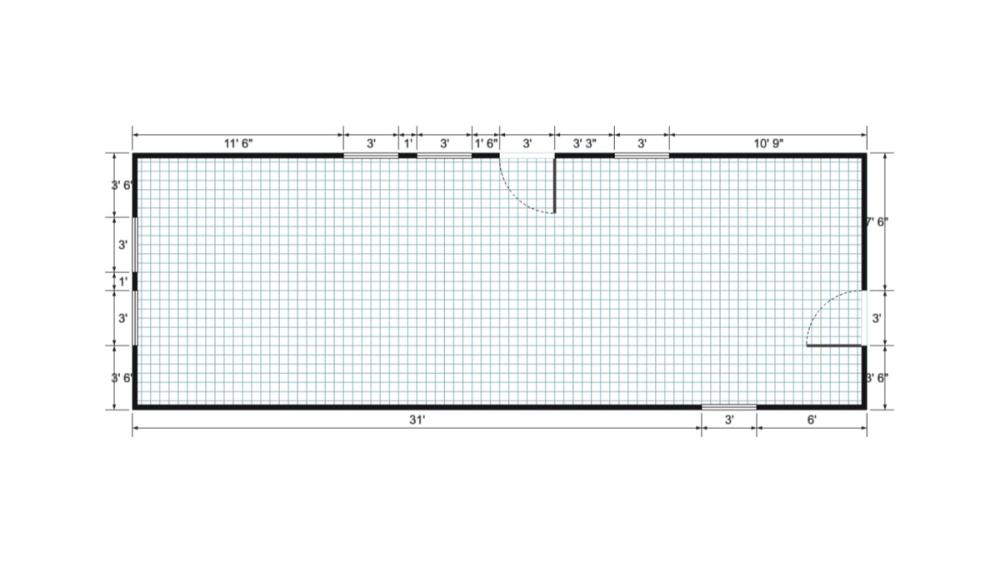 Floor plan for 14x40 Cabin Shell