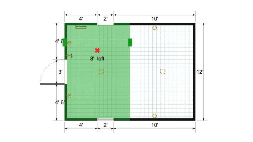 Floor plan for 12x16 Lofted Barn