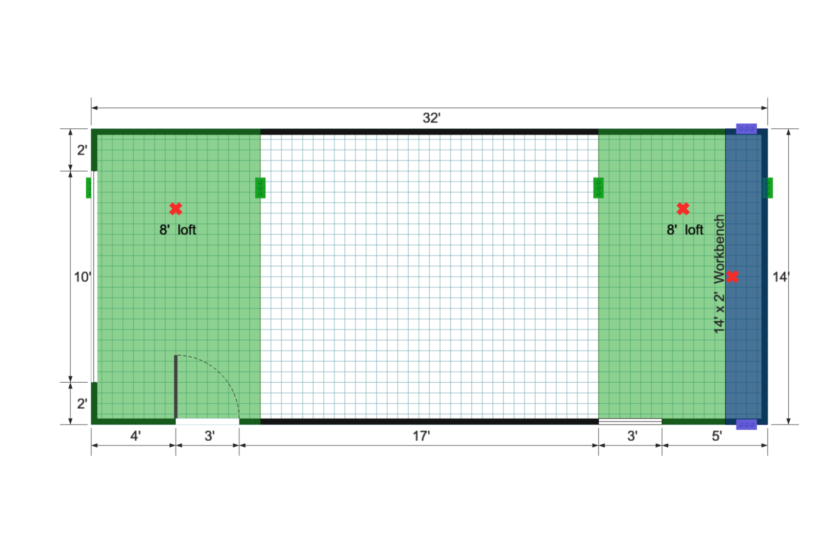 Barn Garage Shed 14×32 floor plan